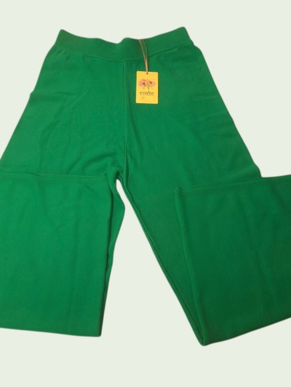 Entro Bright Green Co-ord Set Sleeveless Longline Vest Wide Leg Pants Size Small